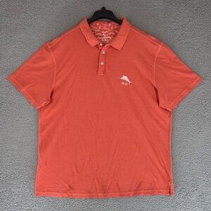 Tommy Bahama men’s 3XL short sleeve polo shirt Orange 100% Supima Cotton Stretch